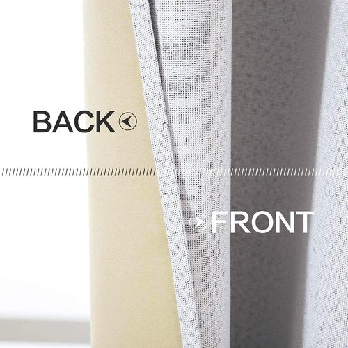 MIULEE Linen Blackout Curtains - 100% Thermal Insulated Room Darkening Drapes | Grayish White, 42x63 Inch (2 Panels)