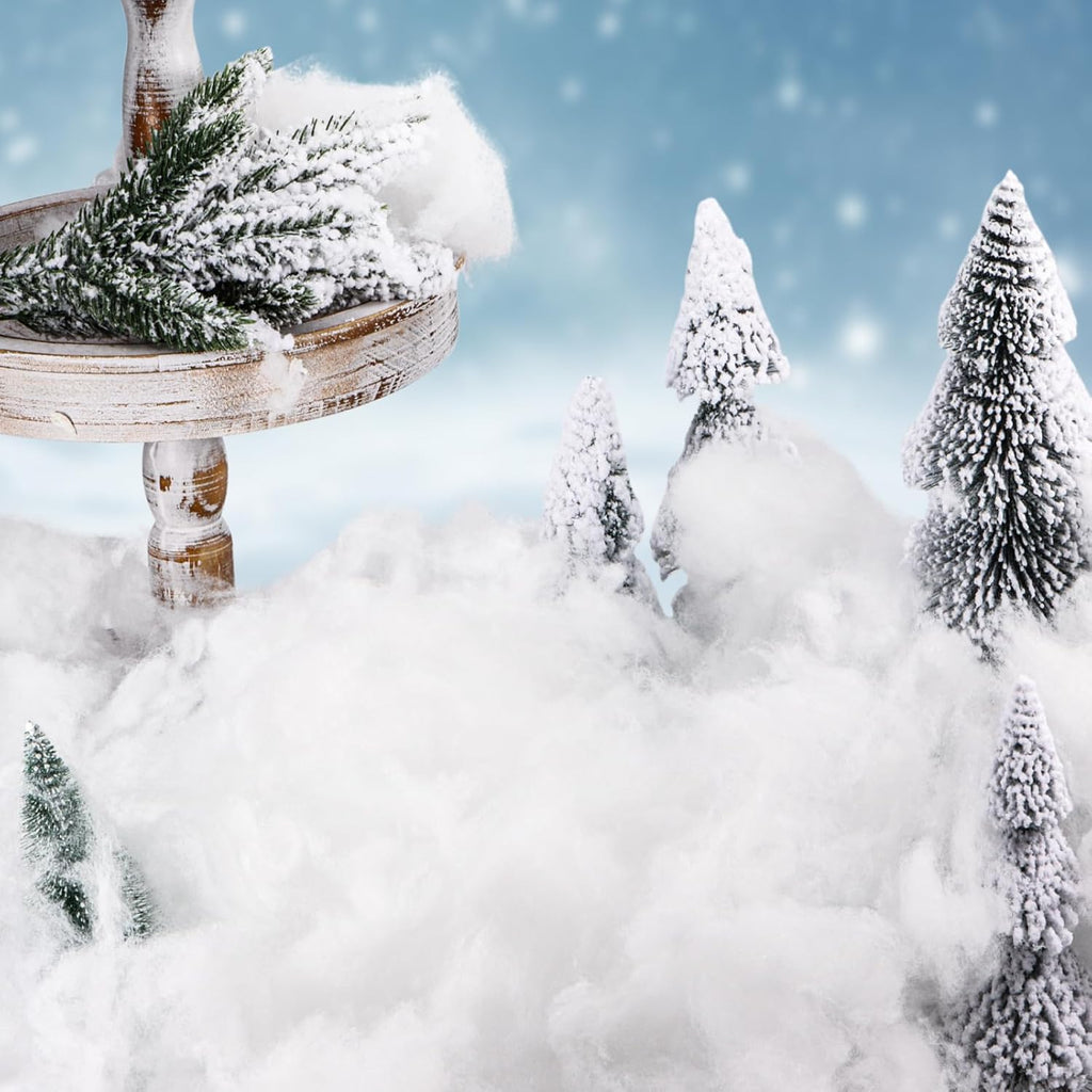 Skiennix Christmas Fake Snow Decor - 11.3 Ounce Fluffy Fiber Cotton for Winter Mantle & Village