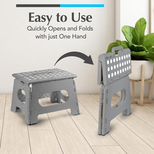 Handy Laundry Folding Step Stool - Lightweight & Sturdy for Adults and Kids | Easy One-Flip Design - Grey 9 Inch (Pack of 2)
