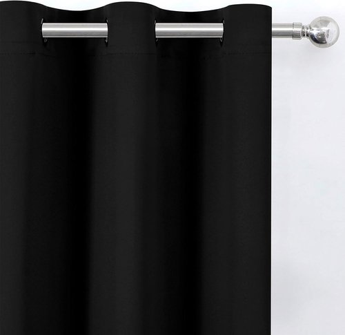 LEMOMO Blackout Curtains - Thermal Insulated Room Darkening Set of 2 Panels | 52 x 84 Inches - Black