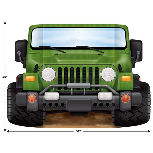 Beistle Jungle Safari Photo Prop – 3-Pack Off-Road Vehicle Cardstock Cutouts for Jungle Birthdays, Zoo Adventures, or Dinosaur-Themed Photo Booths – Wilderness Party Decorations – 3' x 25"