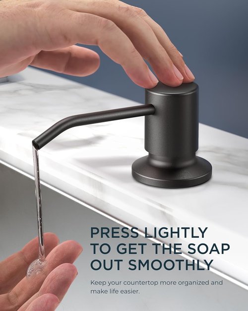 FORIOUS Black Kitchen Faucet - Classic High Arc Design with Soap Dispenser & Pull Down Sprayer | Stainless Steel