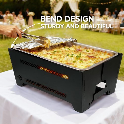 WIGEROC Chafing Racks for Foil Pans,Windproof Food Racks for Party Buffet with Chafing Fuel Drawer,Foldable Food Warmer Rack for Weddings,Camping and Parties 2PCS