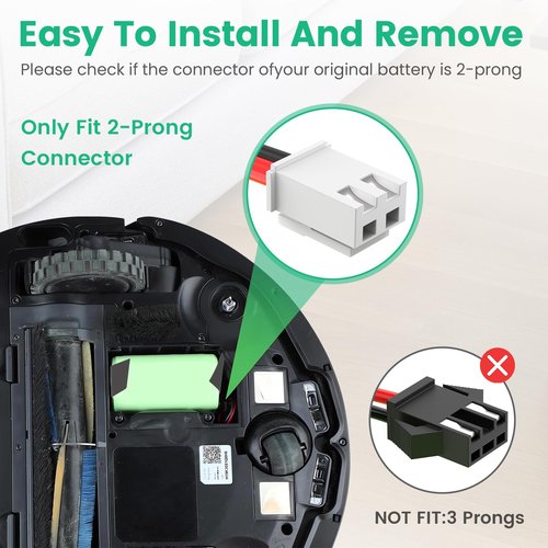 TREE.NB Replacement for RVBAT850 Shark Ion Battery R75 R85 RV850C S87 RV761 RV771 RV850C RV1001AE RV1000S RV1100VL UR1000SR RV700_N RV720_N 3.0Ah 14.4V (2-Prong Connector, NOT for 3-Prong Connector)