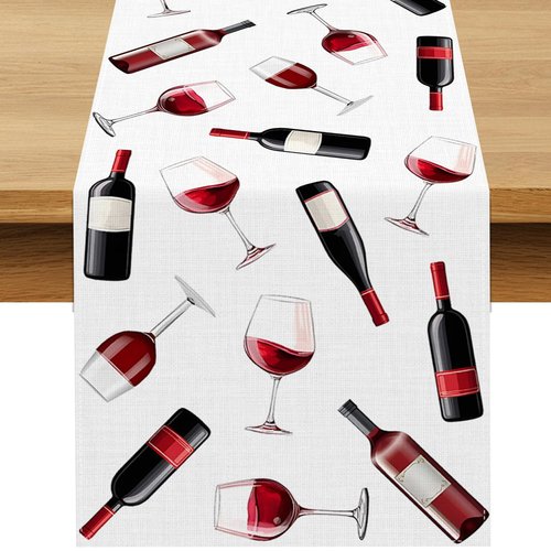 Buxiuer Red Wine Table Runner Wine Tasting Party Decoration Vino Before Vows Dining Room Home Kitchen Island Decor