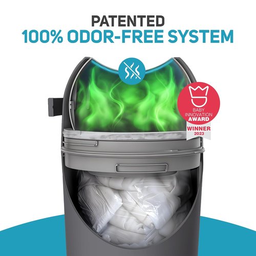 L.A. Baby Magic Diaper Pail - 100% Odor-Free System with Child-Safe Lock - No Refills Needed - Gray