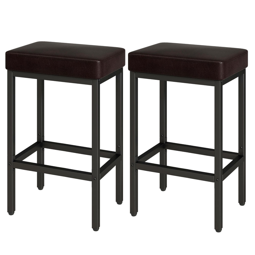 YMYNY 26 Inch Counter Height Bar Stools Set of 2, Dark Brown Modern Kitchen Barstools with Metal Leg, Bar Stool Chairs for Kitchen Island Counter Breakfast Bars Living Room Party, UHBS513K