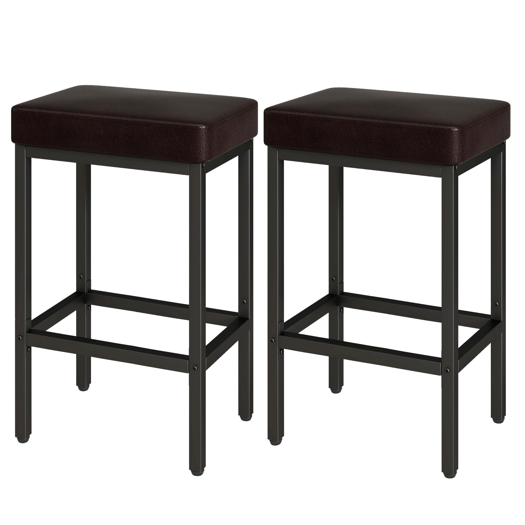 YMYNY 26 Inch Counter Height Bar Stools Set of 2, Dark Brown Modern Kitchen Barstools with Metal Leg, Bar Stool Chairs for Kitchen Island Counter Breakfast Bars Living Room Party, UHBS513K