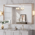 LOAAO Gold Bathroom Mirror - 48”x30” Rounded Rectangle Design | Wall-Mounted, Anti-Rust Tempered Glass