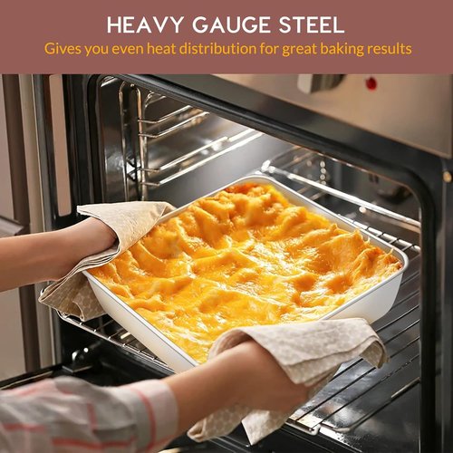 E-far Stainless Steel Square Cake Pan Set - 3-Piece Non-Toxic Bakeware | Easy Clean & Dishwasher Safe
