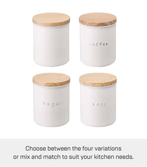 YAMAZAKI Home Tosca Ceramic Canister - Dry Food Kitchen Storage Container Organizer - Salt - 15.25 Oz., 450 Ml