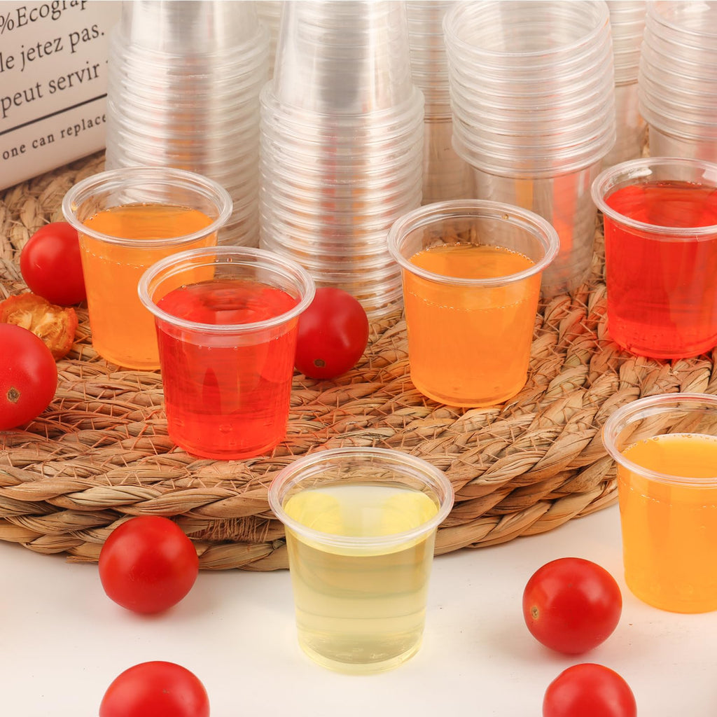 GGOLDMER 600 Pack 2oz Plastic Shot Glasses - Disposable Shot Glasses Mini Shot Cups for Wedding, Holiday, Party, 2 oz Shot Cups for Beer, Vodka, Whiskey, Tequila, Snacks (Clear)
