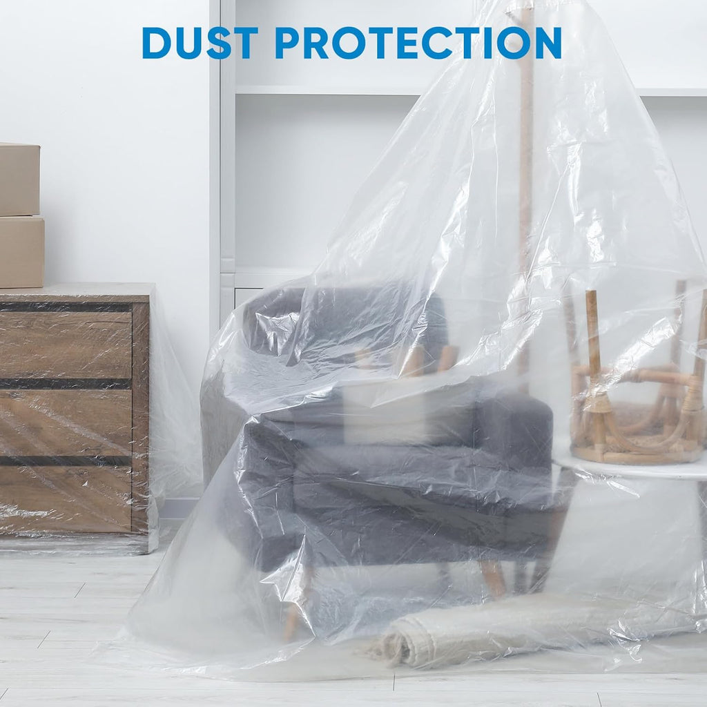 TICONN Plastic Drop Cloth - 12 x 9 Ft Waterproof Sheeting for Painting & Furniture Protection | 6PK, 1.2Mil
