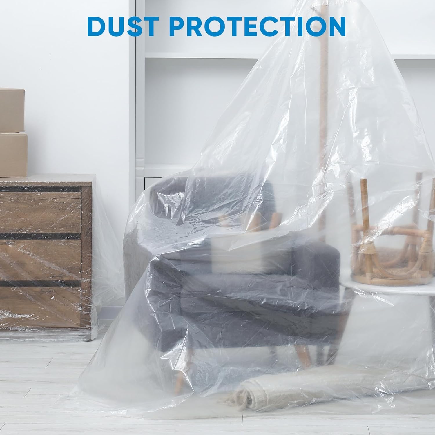 TICONN Plastic Drop Cloth - 12 x 9 Ft Waterproof Sheeting for Painting & Furniture Protection | 6PK, 1.2Mil