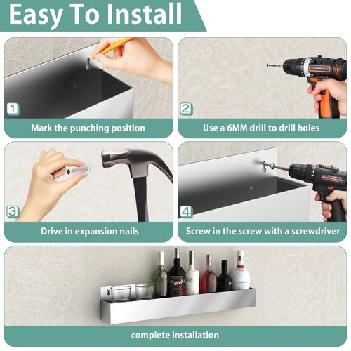 IRONDIY 32-inch Stainless Steel Bar Speed Rail,Wall Mounted Liquor Bottle Holder for Bars,Organizer for Liquor Bottles, Bar Bottle Holder(1 pcs)