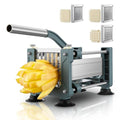FOHRER French Fry Cutter, Professional Manual Potato Slicer for Potatoes with 3 Heavy Duty Stainless Steel Blades (1/2, 3/8, 1/4 Inch), Unique Blue Potato Cutter with Non-Slip Suction Feet
