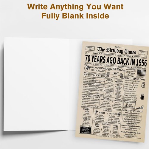 Happy 70th Birthday Card - Unique & Funny Gifts for Him/Her | Celebrate 70 Years Since 1956