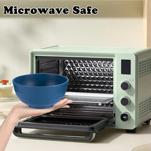 Unbreakable Wheat Straw Cereal Bowls Set of 4, 24 OZ Microwave and Dishwasher Safe Lightweight Soup and Salad Bowl Sets, Reusable Dessert Bowls for Rice, Pasta, Snack, Fruit, BPA Free (Dark Blue)