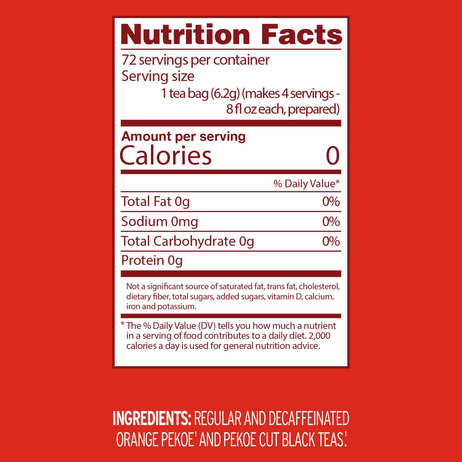 Luzianne Unsweetened Half-Caff Iced Tea Bags, Family Size, 18ct Box (Pack of 6)