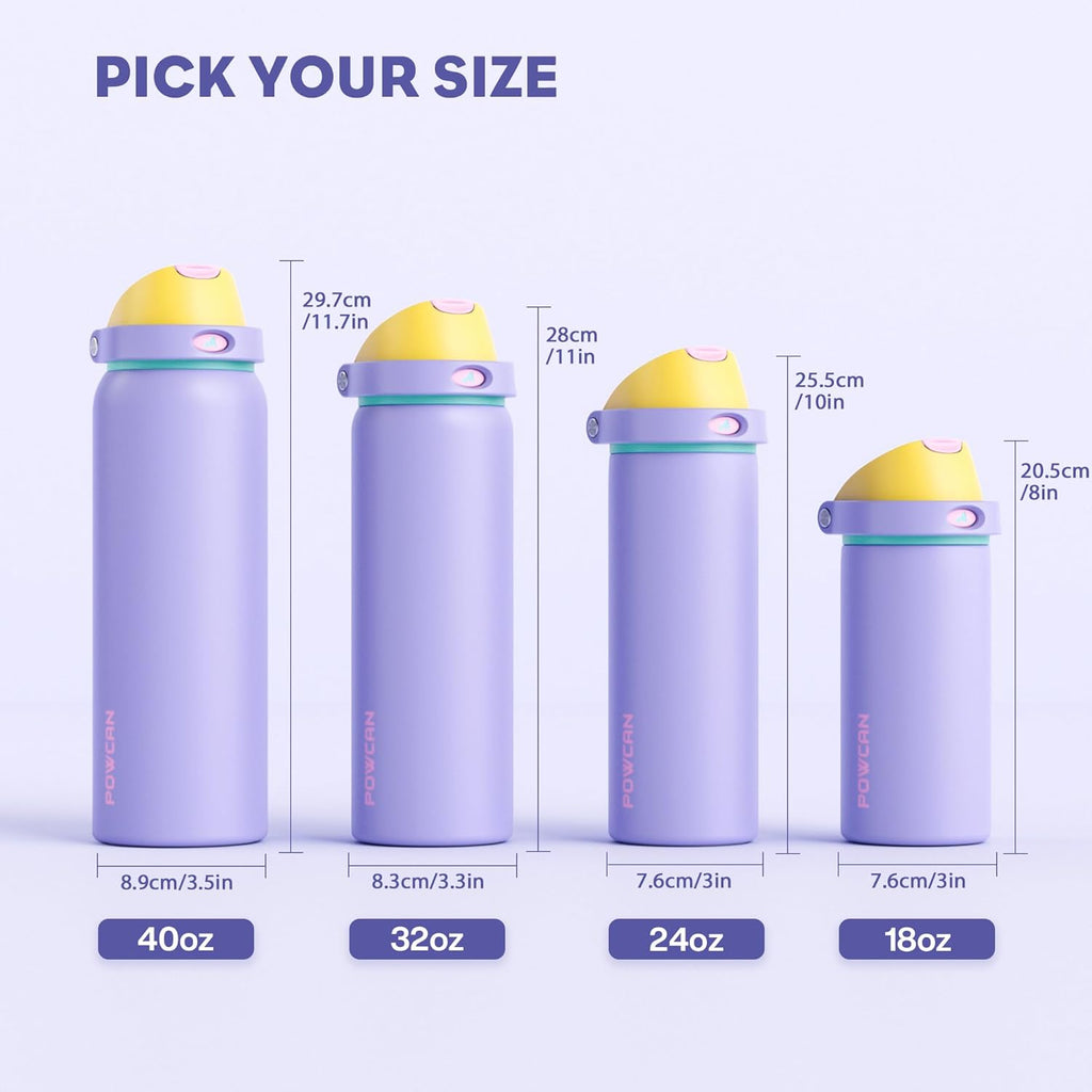POWCAN Insulated Water Bottle - 18 oz Leakproof Design with 2-in-1 Spout & Straw | Cold for 24 Hours, Perfect Gift for Women & Girls (Tangled Shine)