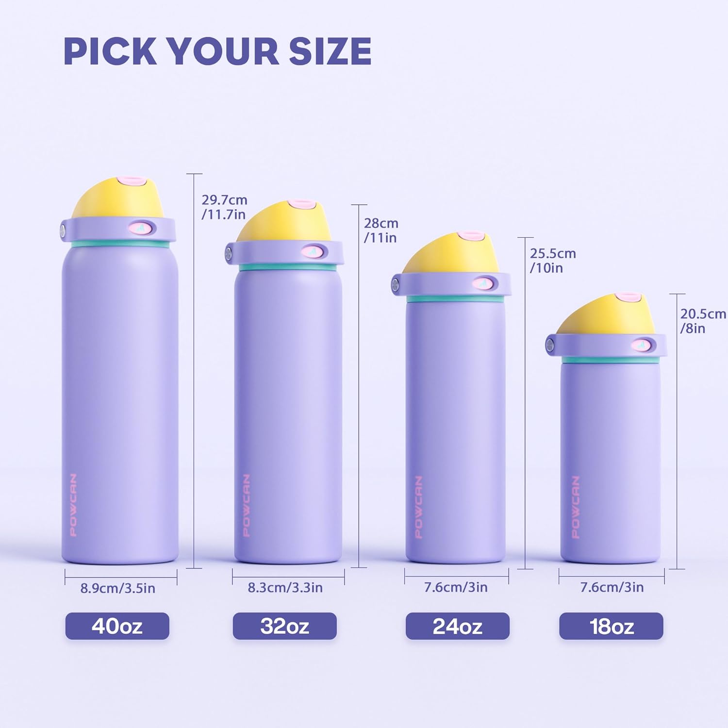 POWCAN Insulated Water Bottle - 18 oz Leakproof Design with 2-in-1 Spout & Straw | Cold for 24 Hours, Perfect Gift for Women & Girls (Tangled Shine)