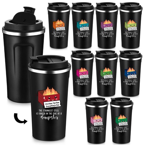 Skylety 10 Pcs Dumpster Fire Funny Tumbler 17oz Gift Valentine for Adult Coworker Office Desk Accessories, Employee Appreciation Positive Everything Is Fine Mug Bulk White Elephant Gift (Multicolor)