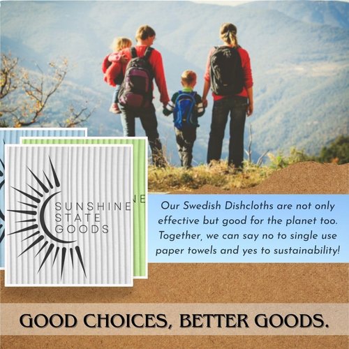 Sunshine State Goods Swedish Dishcloths for Kitchen - Ecofriendly Reusable Paper Towels, Biodegradable Dish Cloths - Cellulose Sponge Dish Cloths for Washing Dishes - 8 Pack (Floral)