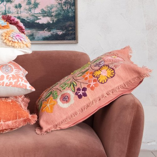 Creative Co-Op Floral Whisper Lumbar Pillow, Multicolor