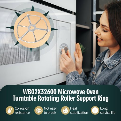 WB02X32600 WB06X10651 Rotating Ring Tray Support Compatible with GE JT3800SH8SS ZSB9131N1SS ZSC1001KSS01 ZSB9131N2SS, Microwave Glass Turntable Rotating Ring Replace 4929164 AP6871921 EAP12709805