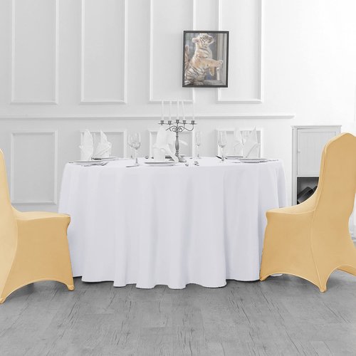 6 Pack White Round Tablecloths 120 Inches Table Cloth Stain and Wrinkle Resistant Washable Polyester Table Cover Fabric for Party, Wedding,Dining,and Banquet Decoration