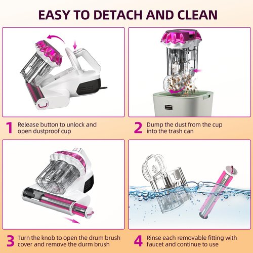 Kimdog Mattress Vacuum Cleaner - 18Kpa Bed Vacuum with LED Display, 253.7nm UV-C Light, 149°F Heat Ultrasonic & Hepa Filter, Handheld Couch Cleaner with 3L Dust Cup for Pet Carpet Sofa Hair (Corded)