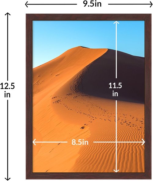 LaVie Home 9x12 Picture Frame - Classic Brown Wall Display Frame with HD Plexiglas | Vertical & Horizontal Use