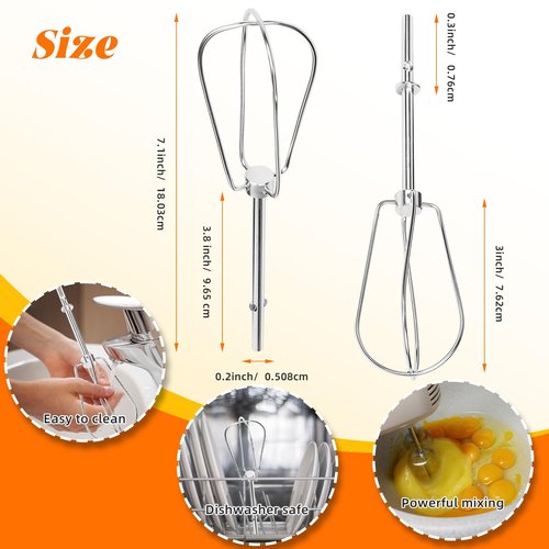 Hand Mixer Beaters for Kitchenaid, W10490648 Beaters Attachments Compatible with KitchenAid Hand Mixer KHM2B AP5644233 PS4082859