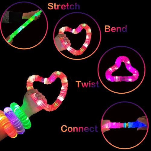 Glow Sticks | 96 PCS LED Light-Up Wands & Pop Tubes - Glow in the Dark Bracelets & Necklaces for Kids' Parties