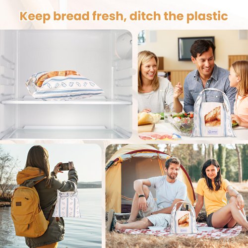 Katgogoo Reusable Bread Bags, Cotton & TPU Lining Bread Bags with Transparent Window, Anti-Slip Lock Keeps Homemade & Sourdough Bread Fresh Longer, Eco-Friendly Washable Storage with Tag(2 Pack)