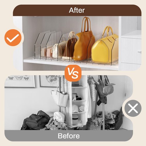 GotSpace Purse Organizer for Closet, Adjustable Clear Handbag Storage Holder, Acrylic Purse Organizer for Closet Organization, Shelf Divider, Perfect for Bedroom, Living Room, Home