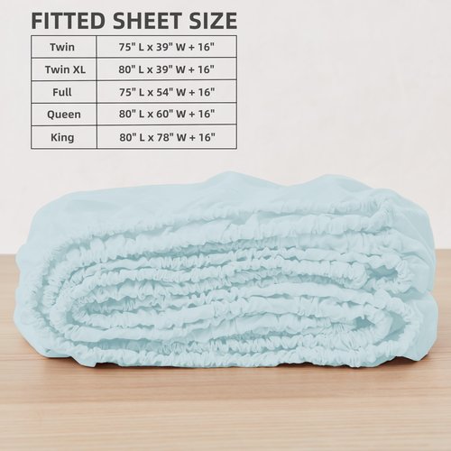 HBHLFZ King Fitted Sheet Only, Soft Breathable Bottom Sheet - 78"x80" Deep Pockets King Size Fitted Sheet - All Around Stretch Fit, Wrinkle Resistant, Colorfast - Easy Care, Light Blue