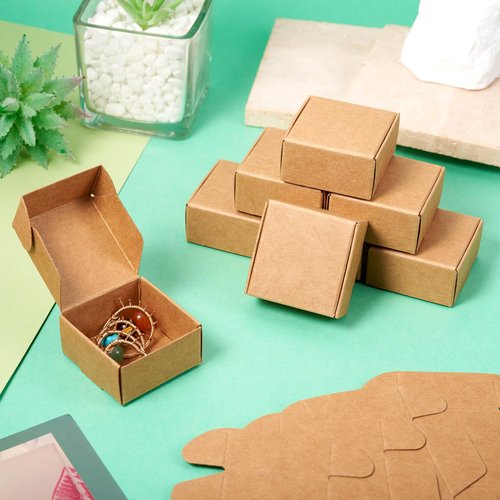 Craftdady 50 pcs Small Brown Aircraft Boxes Mini Paper Jewellery Gift Boxes Square Soap Box Shipping Box Corrugated Paper Boxes for Jewelry Small Business Packing 4.1x3.8x2 cm