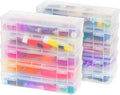 IRIS USA Pencil Case Boxes - 10-Pack Clear Plastic Organizing Containers with Snap Lid for Crafts & Stickers