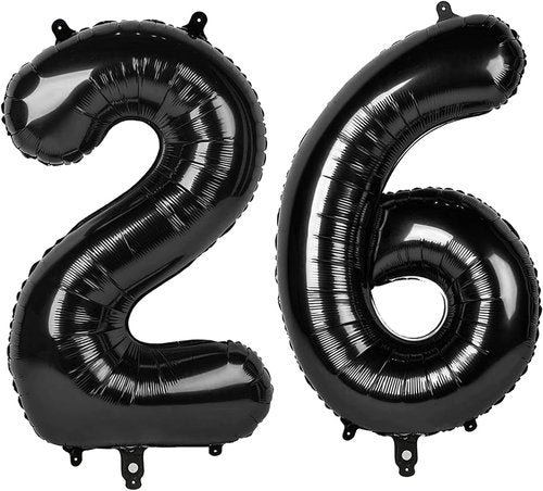 Happy 26th Birthday Balloon by [Brand Name] - Large 40 Inch Black Foil Number Balloon for Men & Women | Perfect for Weddings & Engagements