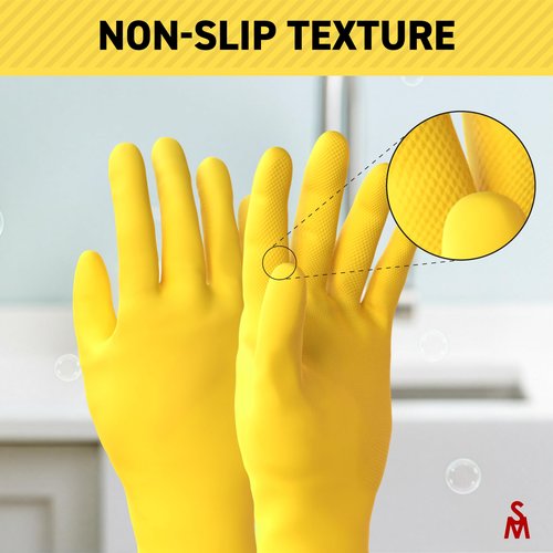SteadMax 3/6 Pairs Cleaning Gloves, Reusable Natural Rubber Dish Gloves, Waterproof Latex Non-Slip Dishwashing Gloves for Kitchen and Household (Large, 3 Pack)