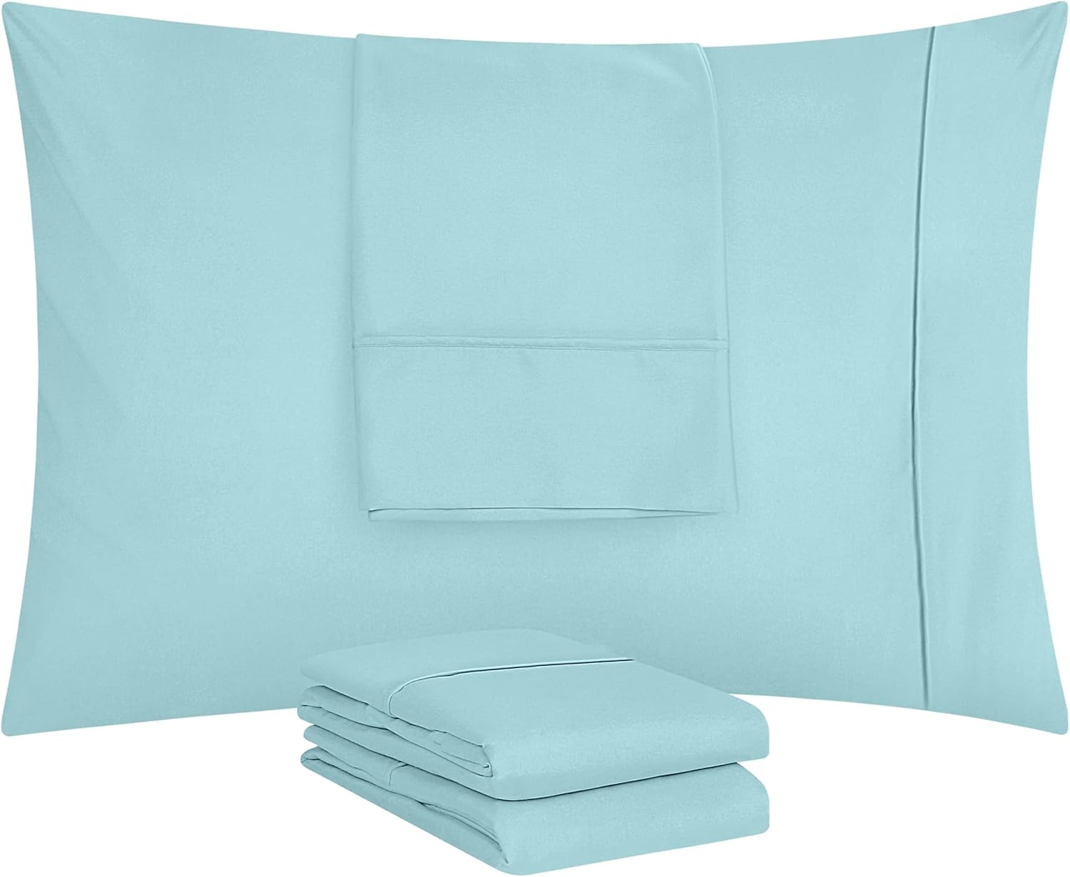 Utopia Bedding Standard Pillow Cases - Soft Brushed Microfiber - 4 Pack, Spa Blue | 20 x 26 Inches