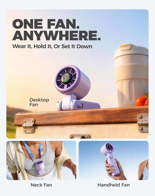 Diveblues Portable Handheld Turbo Fan - 5-Speed Wind, Battery Operated, 12-Hour Runtime | Ideal for Travel & Outdoor Use