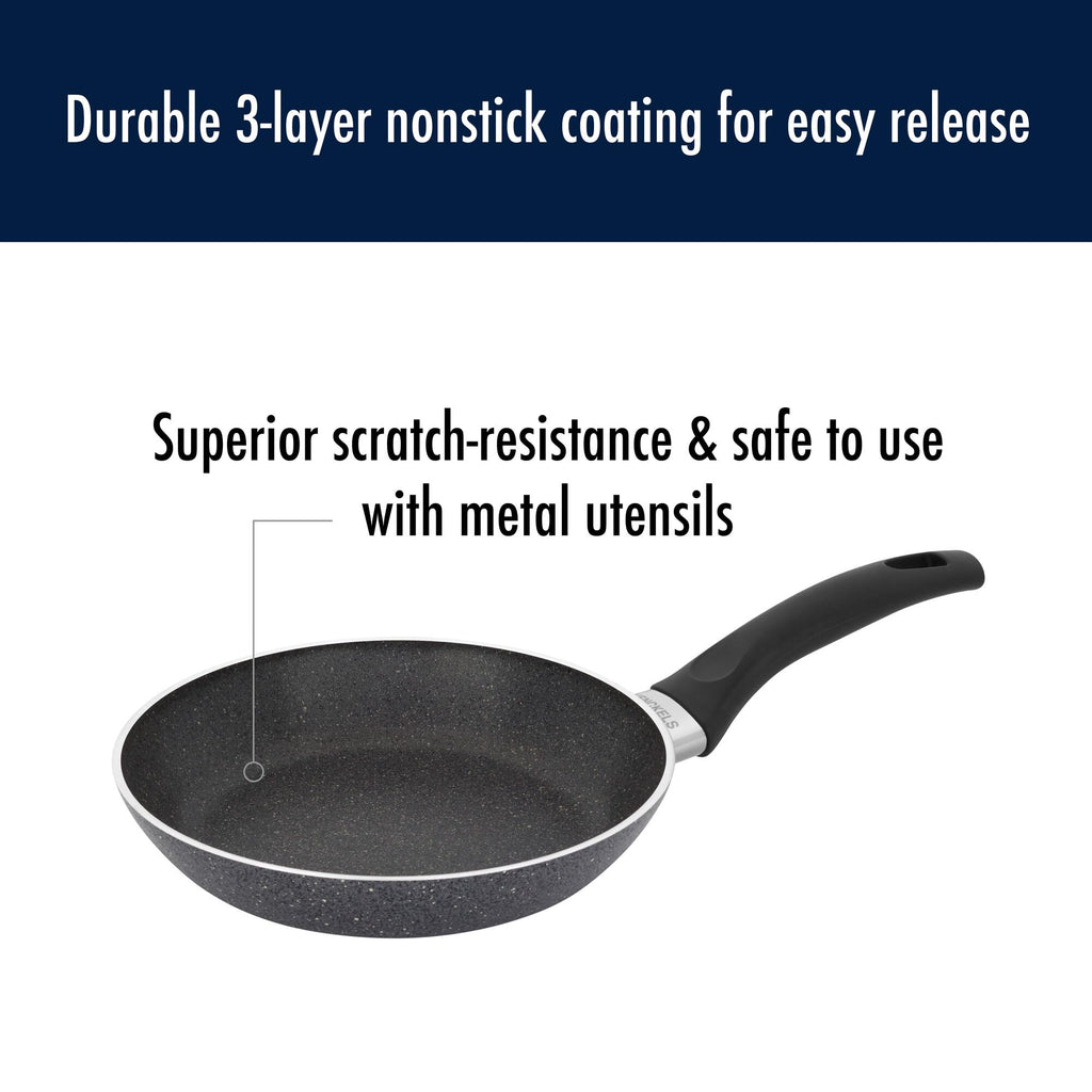 Henckels Everlift 8-inch Granitium Nonstick Frying Pan, Made in Italy, durable 3-layer granite-hued nonstick coating from recycled materials, Oven safe to 400°F, Dishwasher safe