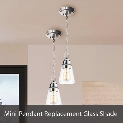 Aspen Creative 23529-63-3, Clear Hammered Glass Shade For Lighting Fixture/Vanity Light/Wall Light/Pendant, Size: 3-7/8" D x 6-1/8" H, 3 Pack