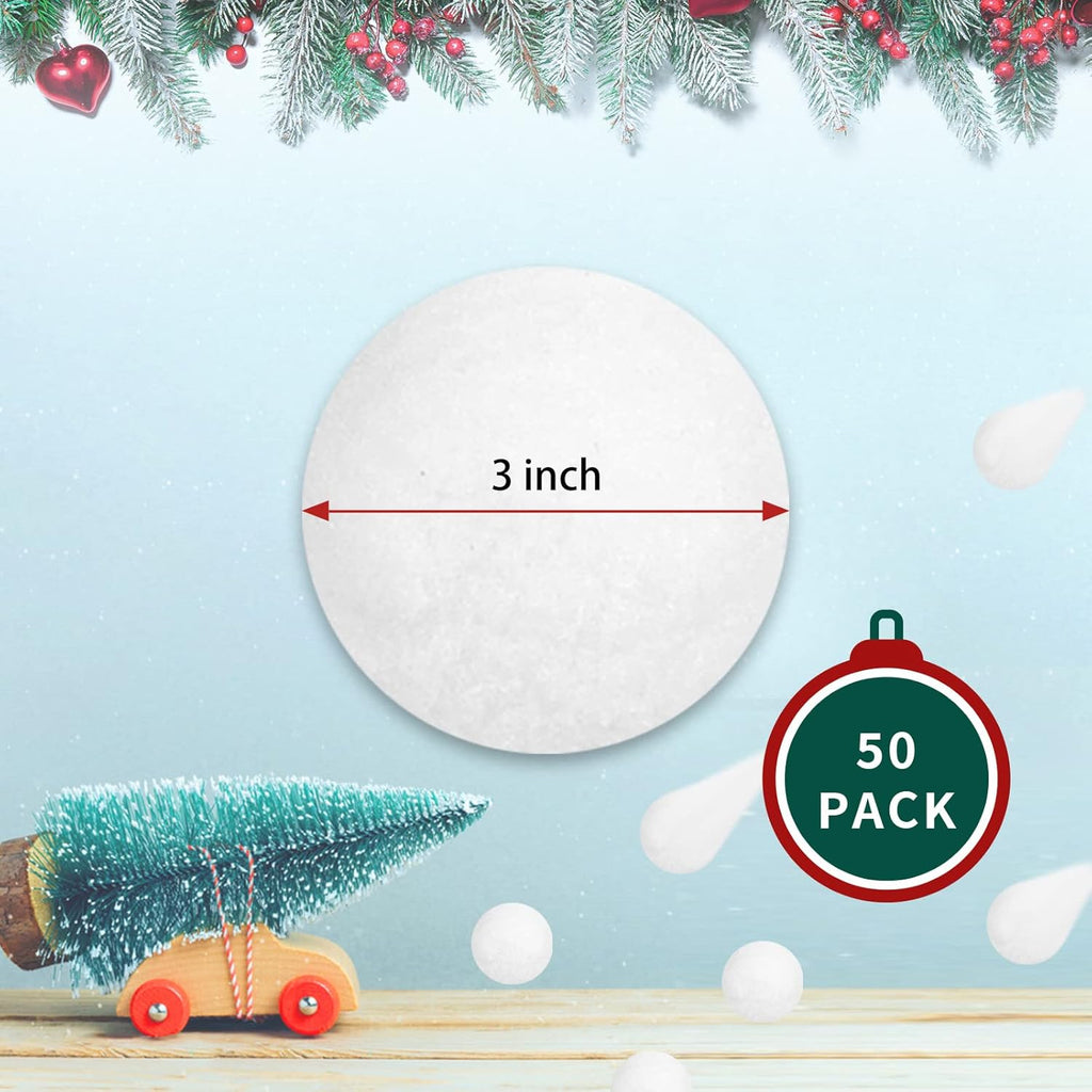 Skiennix Jumbo Fake Snowballs - 50 Pack | 3-Inch Indoor & Outdoor Winter Holiday Fun