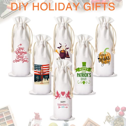 Shappy Sublimation Wine Bag Canvas Wine Bags with Drawstrings Blank Wine Bags Reusable for DIY Wedding Nurse Graduation Physician Assistant Gifts Birthday Anniversary Present Law Student(50 Pieces)