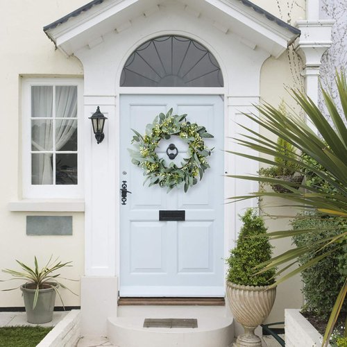 Eucalyptus Wreath - 19'' Green Spring & Summer Decor | Artificial Farmhouse Wreath for All Seasons