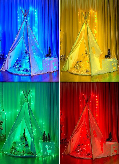 Minetom Color Changing Fairy String Lights - 33 ft 100 LED USB Silver Wire with Remote & Timer | 16 Colors for Indoor Christmas Decor