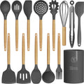 Oannao Silicone Cooking Utensils Set - 446°F Heat Resistant Kitchen Tools for Nonstick Cookware | Gray
